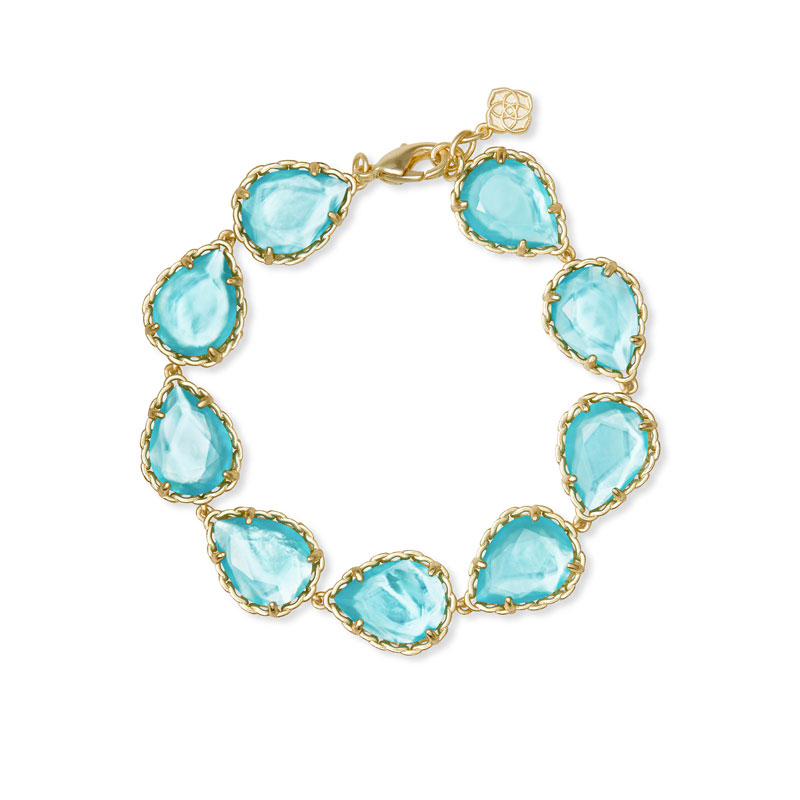 Kendra Scott Kenzie Gold Link Bracelet in Aqua Illusion 4217705570