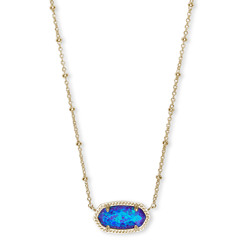 Kendra Scott Elisa Satellite Gold Short Pendant Necklace in Violet Kyocera Opal