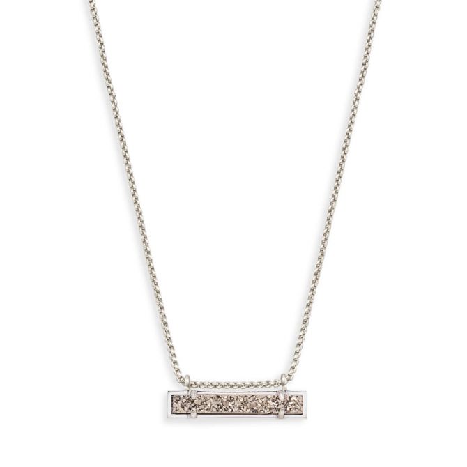 Kendra Scott Leanor Silver Pendant Necklace in Platinum Drusy