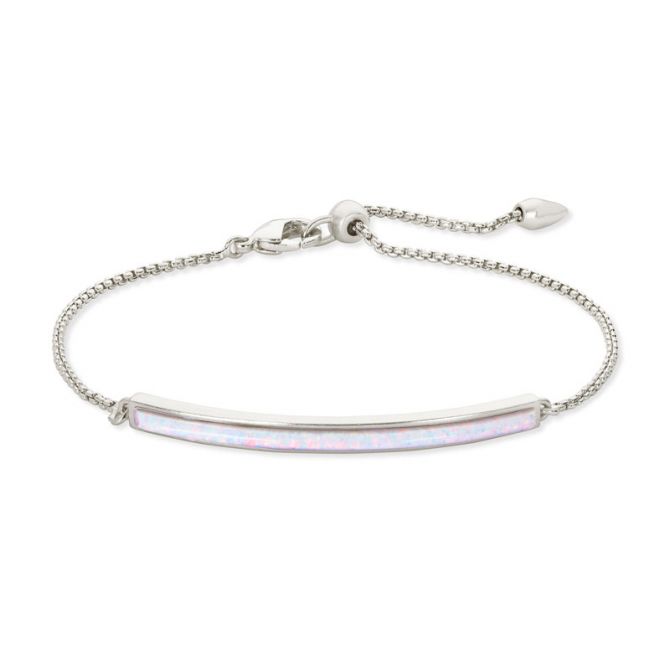 Kendra Scott Eloise Ann Silver Tone Chain Bracelet in White Kyocera Opal