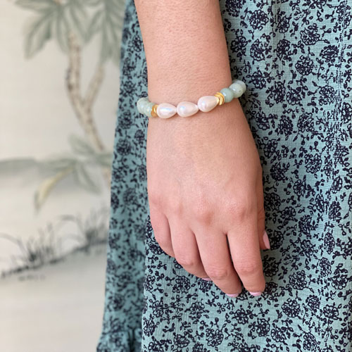 Hazen & Co Arden Bracelet, Sea Foam Green Jade