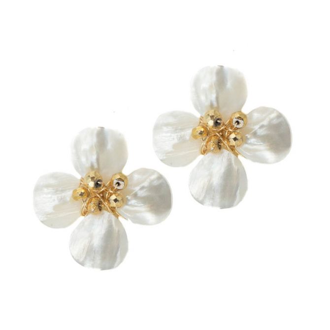 Hazen & Co Poppy Earring, Gold Pyrite