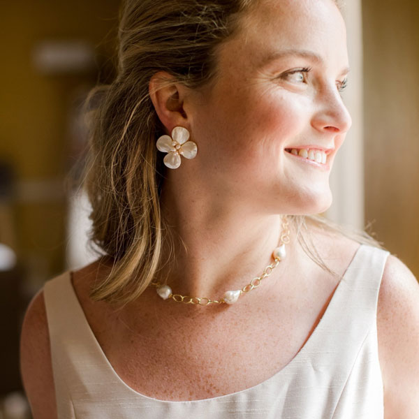 Hazen & Co Poppy Earring. Pearl