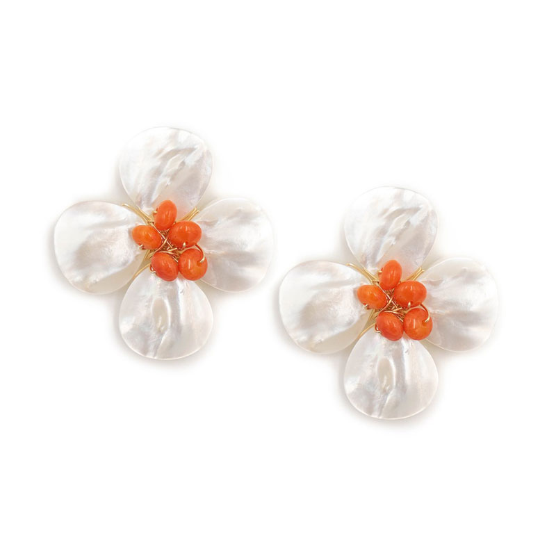 Hazen & Co Poppy Earring, Tangerine Agate