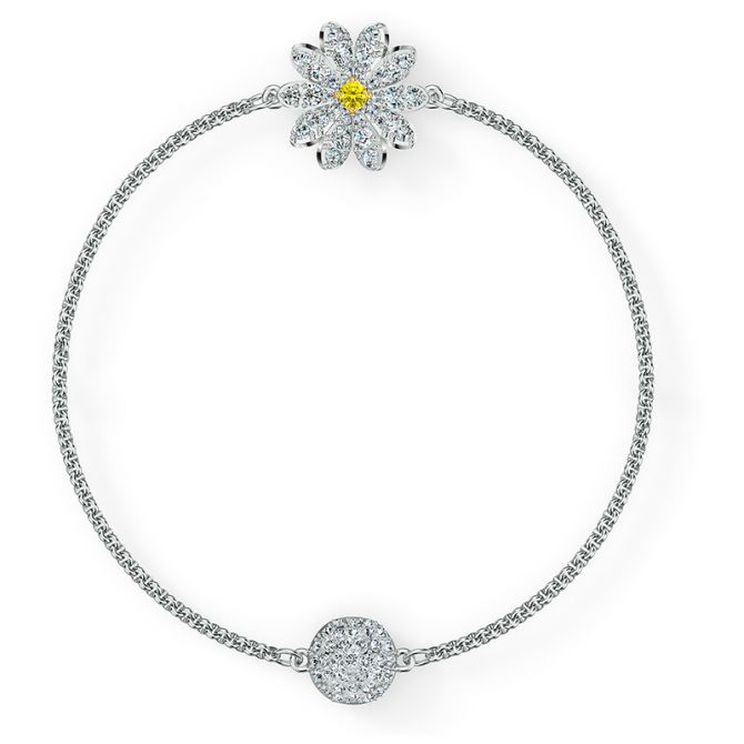 Swarovski White Tone Remix Flower Strand Bracelet Size Large