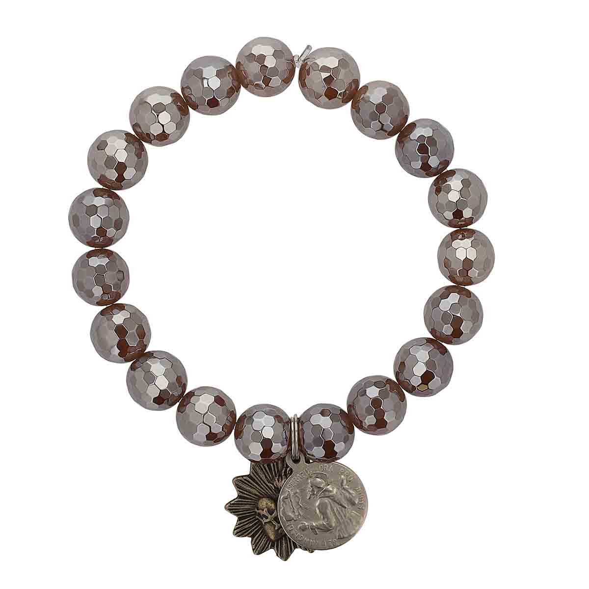 Miracle Icons by Mary Jo Pane Faceted Platinum Glazed Agate Bracelet, 10mm