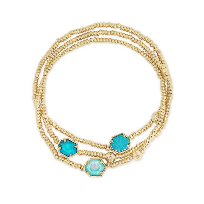 Kendra Scott Tomon Gold Bracelet Set Of 3, Blue Mix