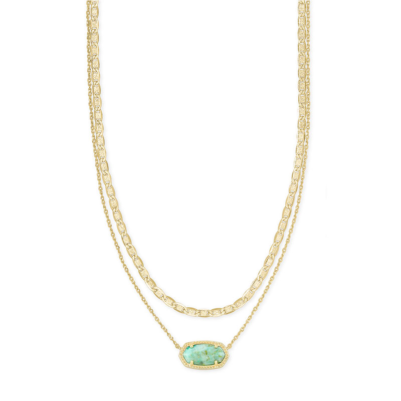 Kendra Scott Elisa Gold Multi Strand Necklace in Sea Green Chrysocolla