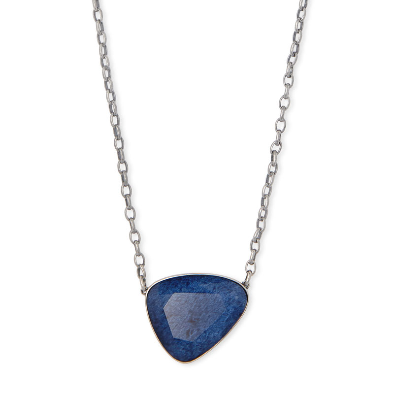 Kendra Scott Mckenna Vintage Silver Pendant Necklace In Navy Wood Borsheims - Navy Pendant Necklace Kendra Scott Mckenna Vintage Silver Pendant Necklace In Navy Wood Borsheims - Navy Pendant Necklace