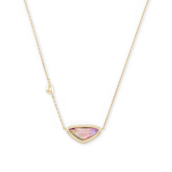 Letter F Gold Disc Reversible Pendant Necklace in Iridescent Abalone | Kendra  Scott