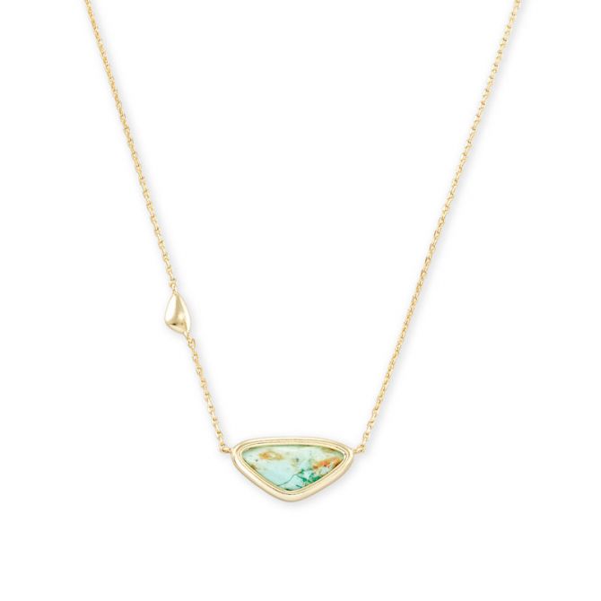 Kendra Scott Margot Gold Pendant Necklace in Sea Green Chrysocolla