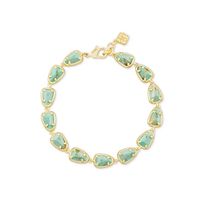 Kendra Scott Susanna Gold Tone Link Bracelet in Sea Green
