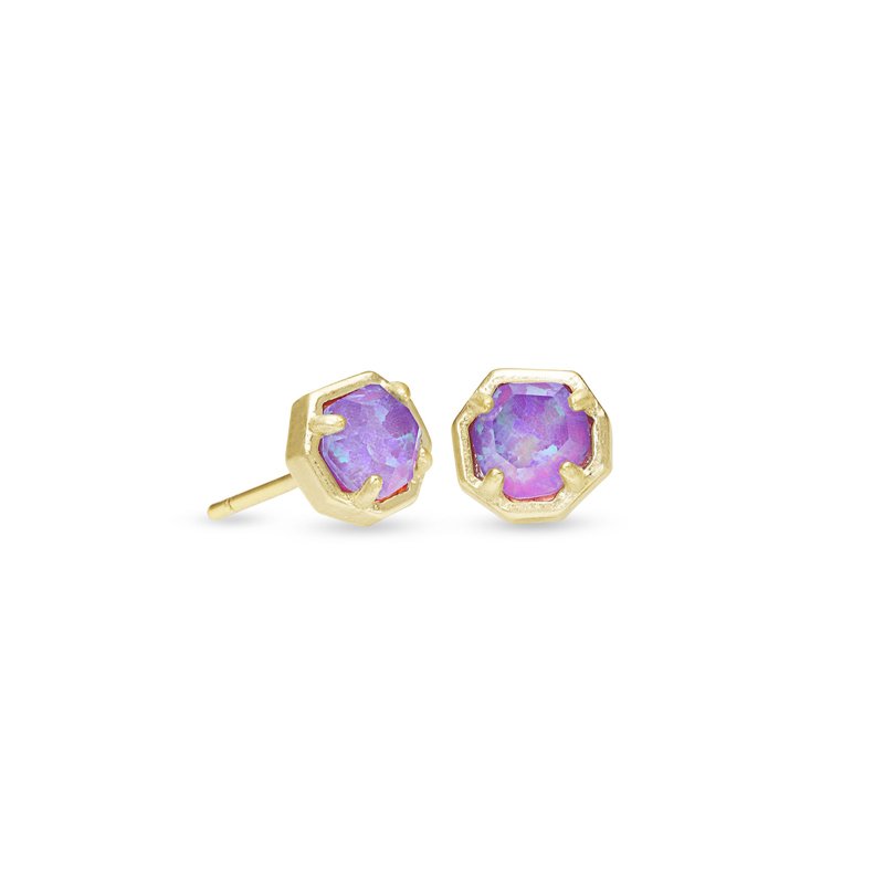 Kendra Scott Nola Gold Stud Earrings, Violet Kyocera Opal Illusion