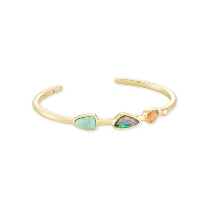 Kendra Scott Ivy Gold Tone Cuff Bracelet in Sea Green Mix