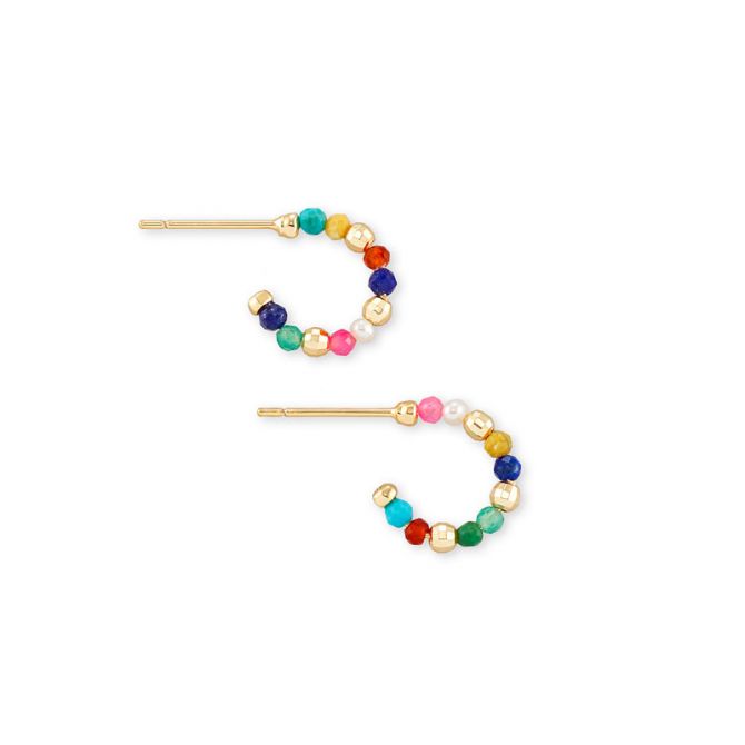 Kendra Scott Scarlet Gold Tone Huggie Earrings in Multi Color