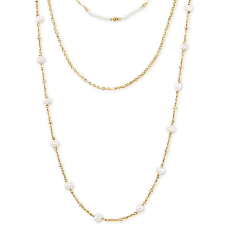 Kendra Scott Scarlet Gold Tone Multi Strand Necklace in White Pearl