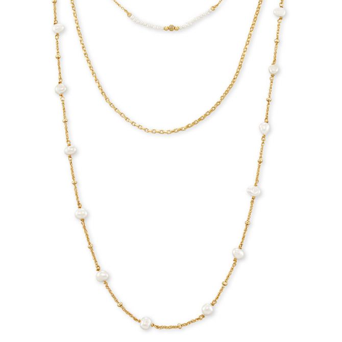 Kendra Scott Scarlet Gold Tone Multi Strand Necklace in White Pearl