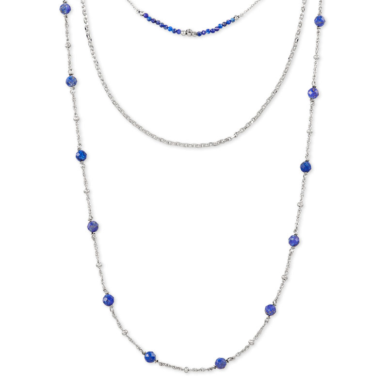 Kendra Scott Scarlet Silver Tone Multi Strand Necklace in Blue Lapis