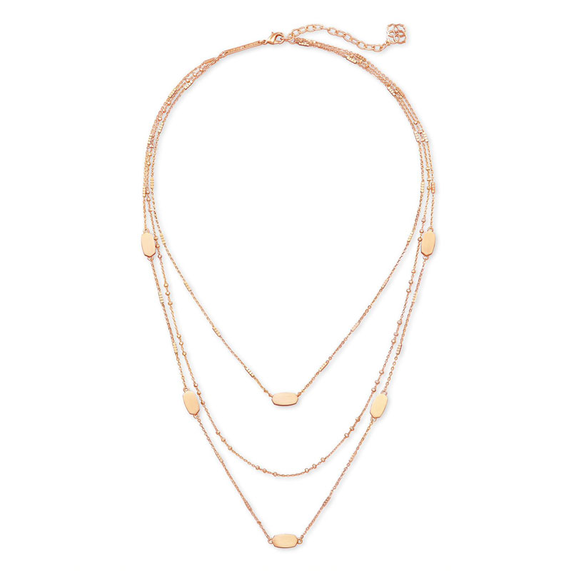 Kendra Scott Fern Triple Strand Necklace in Rose Gold