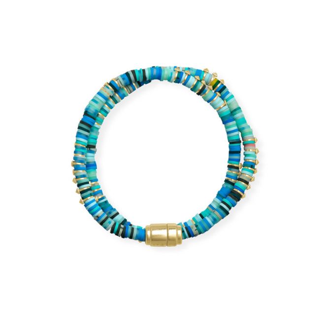 Kendra Scott Yellow Tone Reece Wrap Bracelet in Sea Green Mix
