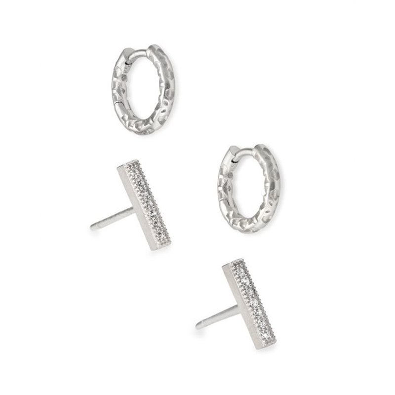 Kendra Scott Bright Silver Maggie Earrings, Set of 2