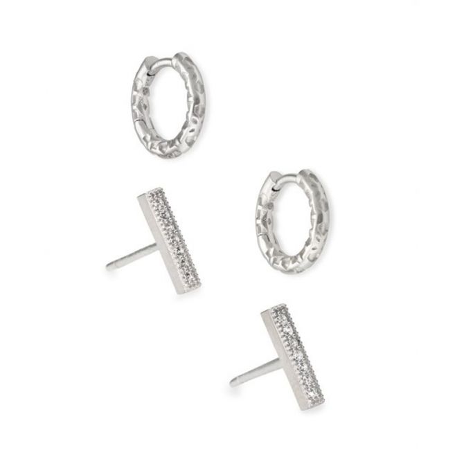 Kendra Scott Bright Silver Maggie Earrings, Set of 2