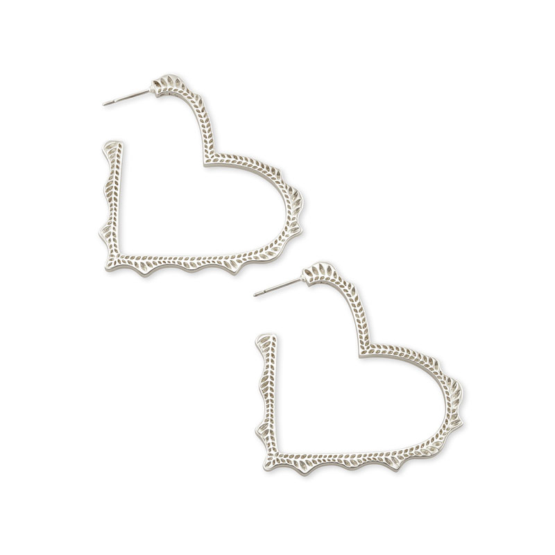 Kendra Scott Sophee Heart Hoop Earrings in Silver Tone
