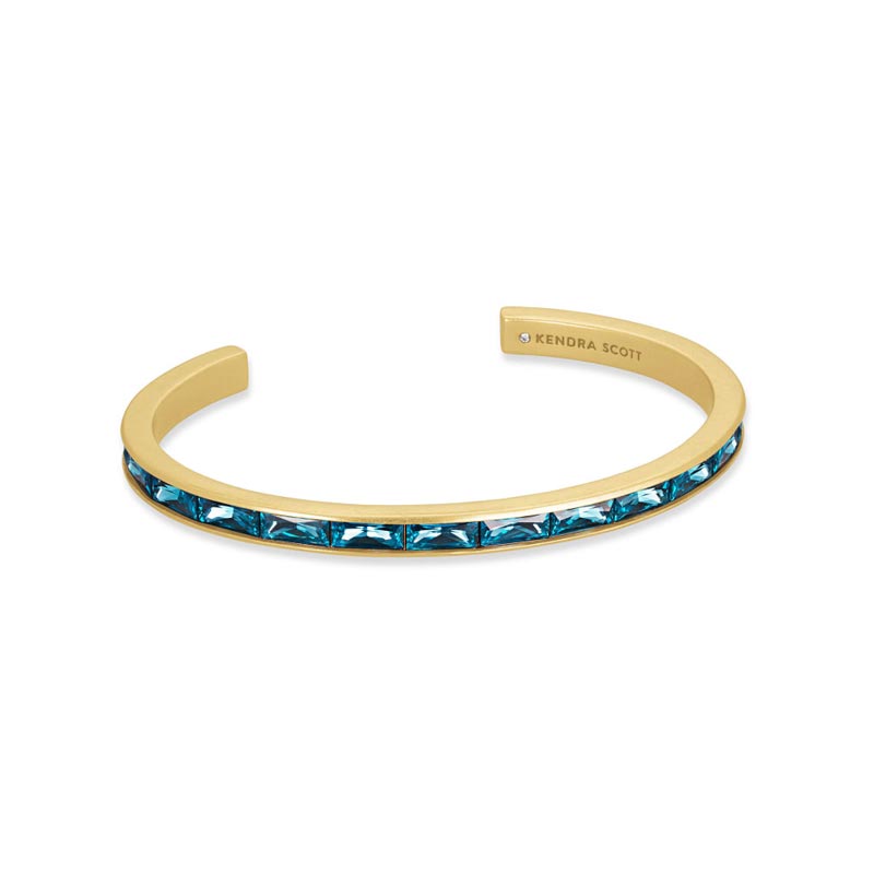 Kendra Scott Jack Vintage Gold Tone Cuff Bracelet in Teal Crystal