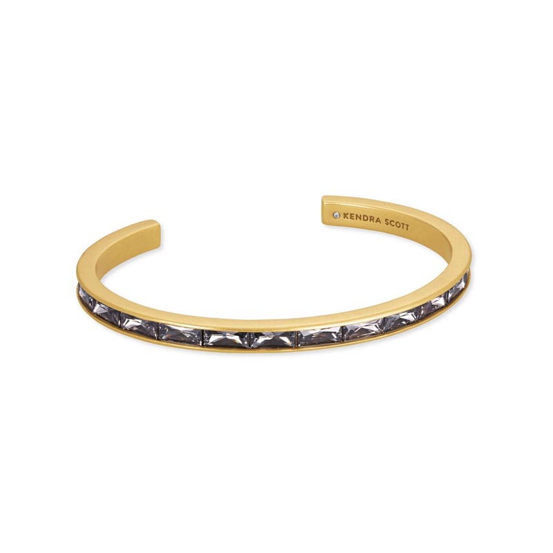 Kendra Scott Jack Vintage Gold Tone Cuff Bracelet in Charcoal Grey Crystal