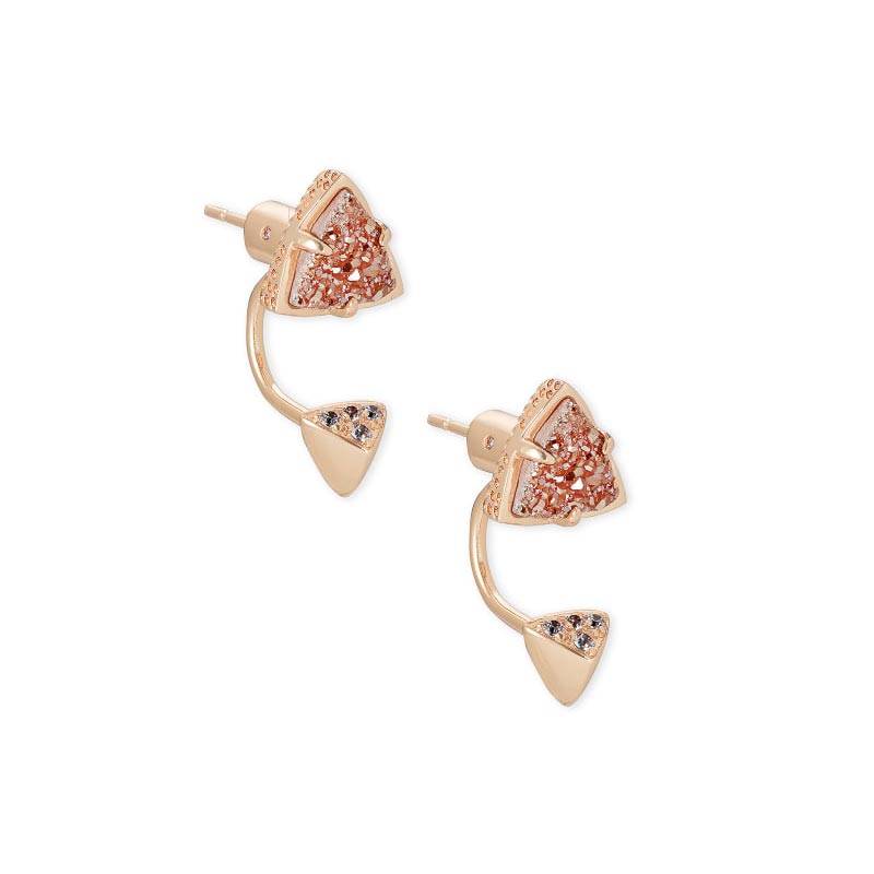 Kendra Scott Perry Rose Gold Ear Jacket Earrings in Sand Drusy