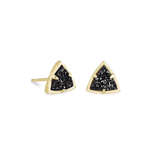 Kendra Scott Perry Gold Tone Earrings in Black Drusy