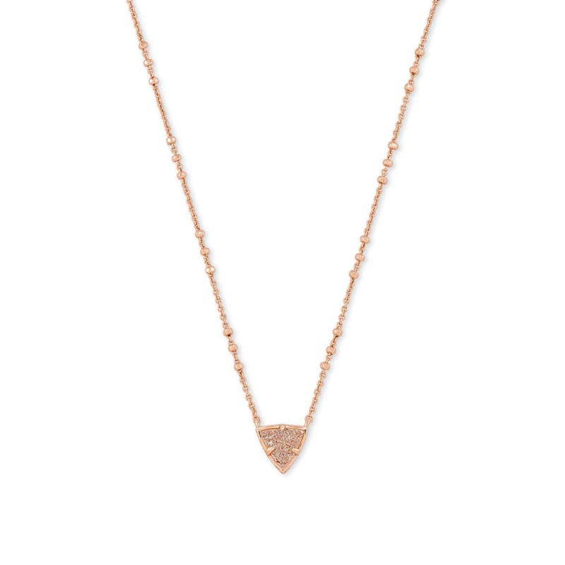 Kendra Scott Perry Rose Gold Pendant Necklace in Sand Drusy