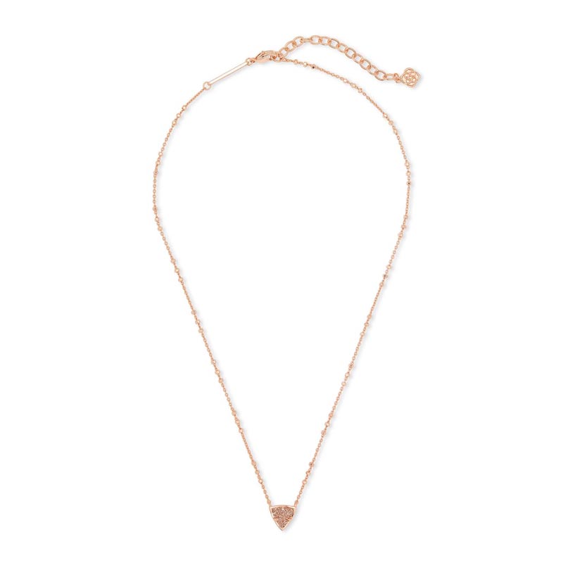 Kendra Scott Perry Rose Gold Pendant Necklace in Sand Drusy