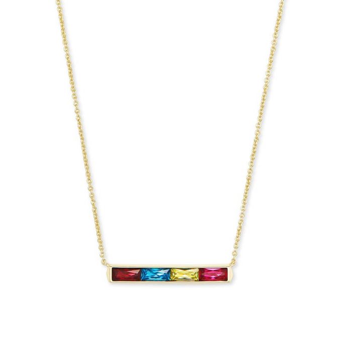 Kendra Scott Jack Gold Tone Pendant Necklace in Multi Crystal