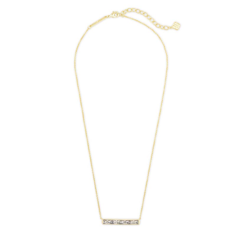 Kendra Scott Jack Gold Tone Pendant Necklace in White Crystal