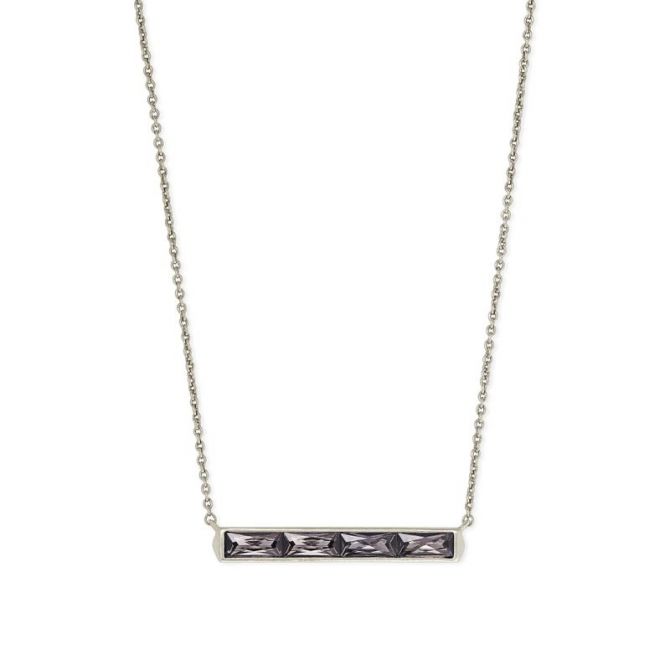 Kendra Scott Jack Silver Tone Pendant Necklace in Charcoal Grey Crystal