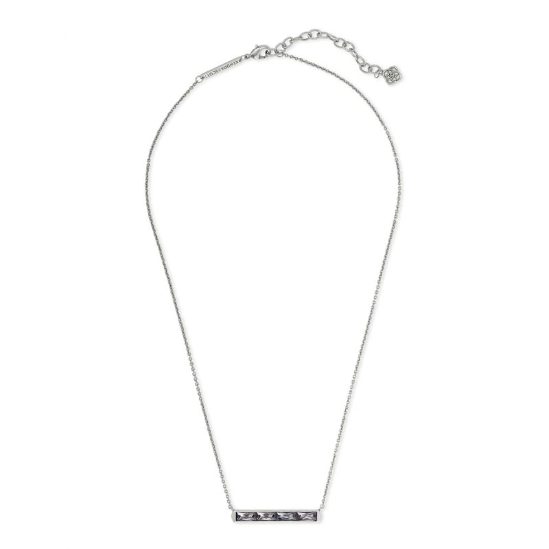 Kendra Scott Jack Silver Tone Pendant Necklace in Charcoal Grey Crystal