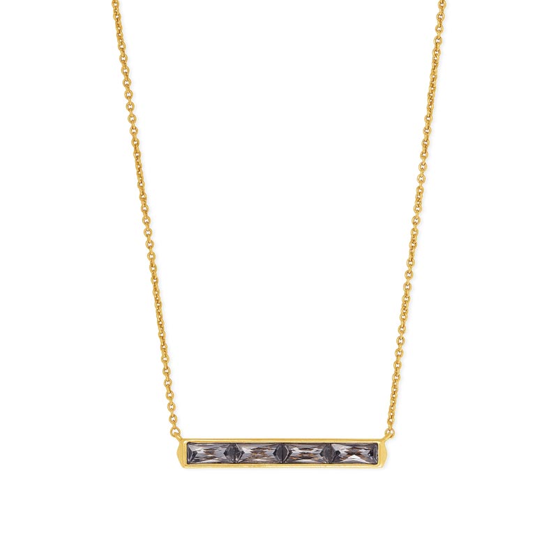 Kendra Scott Jack Vintage Gold Tone Pendant Necklace in Charcoal Grey Crystal