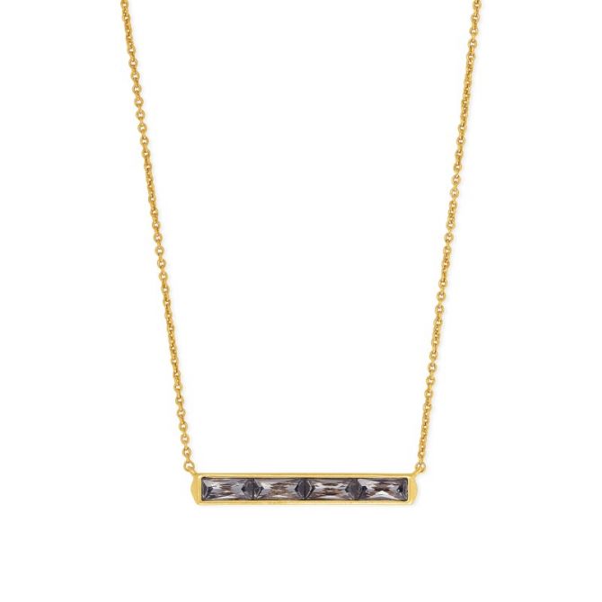 Kendra Scott Jack Vintage Gold Tone Pendant Necklace in Charcoal Grey Crystal
