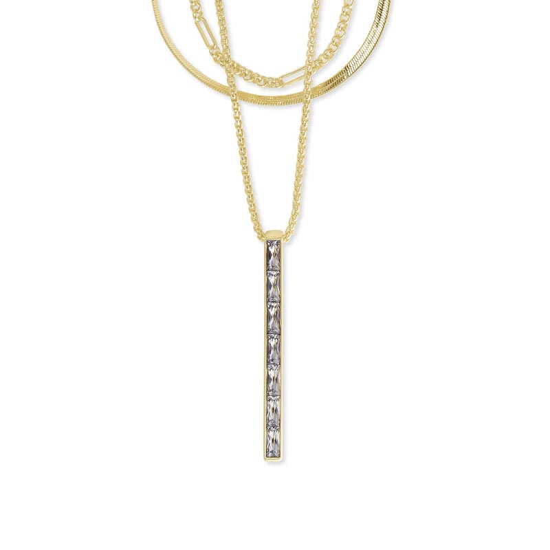 Kendra Scott Jack Gold Tone Multi Strand Necklace in White Crystal