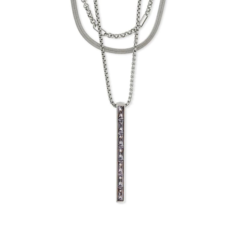 Kendra Scott Jack Silver Tone Multi Strand Necklace in Charcoal Grey Crystal