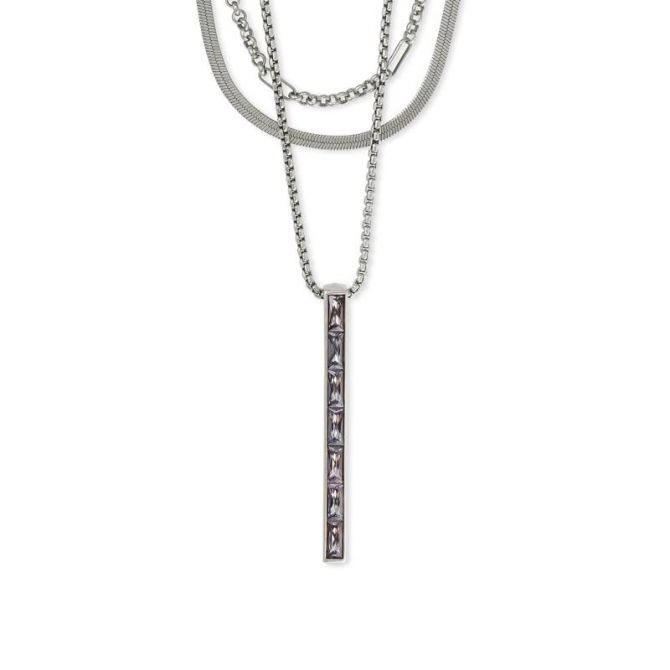 Kendra Scott Jack Silver Tone Multi Strand Necklace in Charcoal Grey Crystal