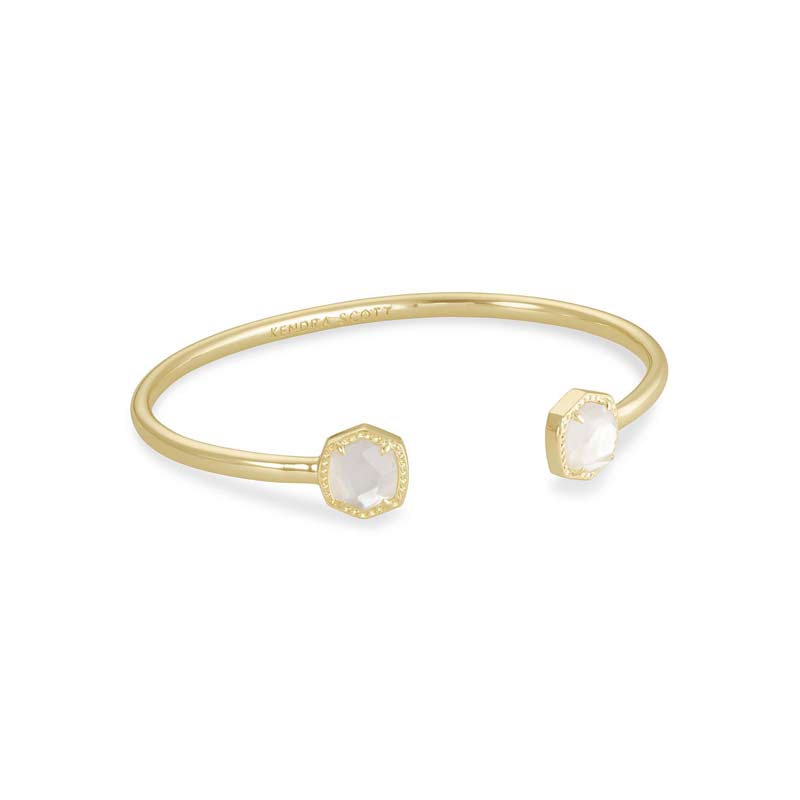 Kendra Scott Davie Gold Tone Cuff Bracelet in Ivory Mother of Pearl