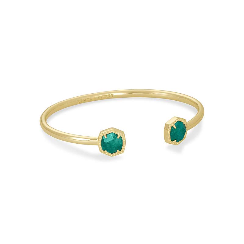 Kendra Scott Davie Gold Tone Cuff Bracelet in Dark Teal Amazonite