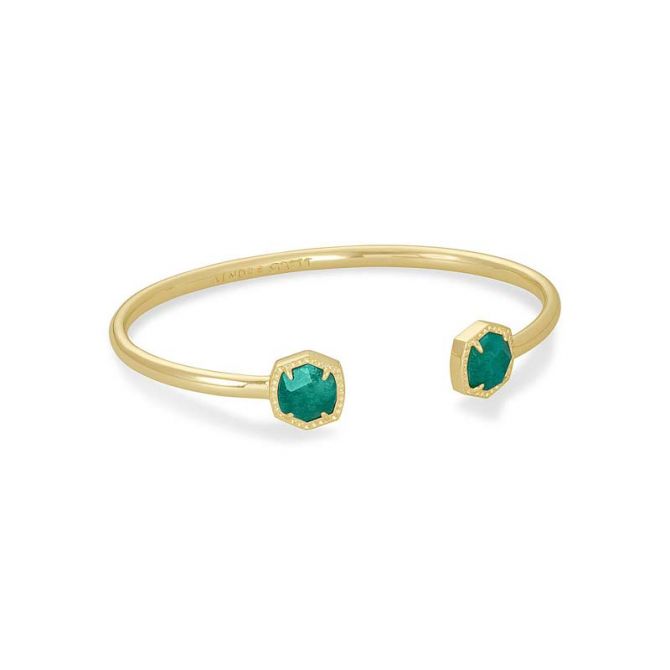 Kendra Scott Davie Gold Tone Cuff Bracelet in Dark Teal Amazonite