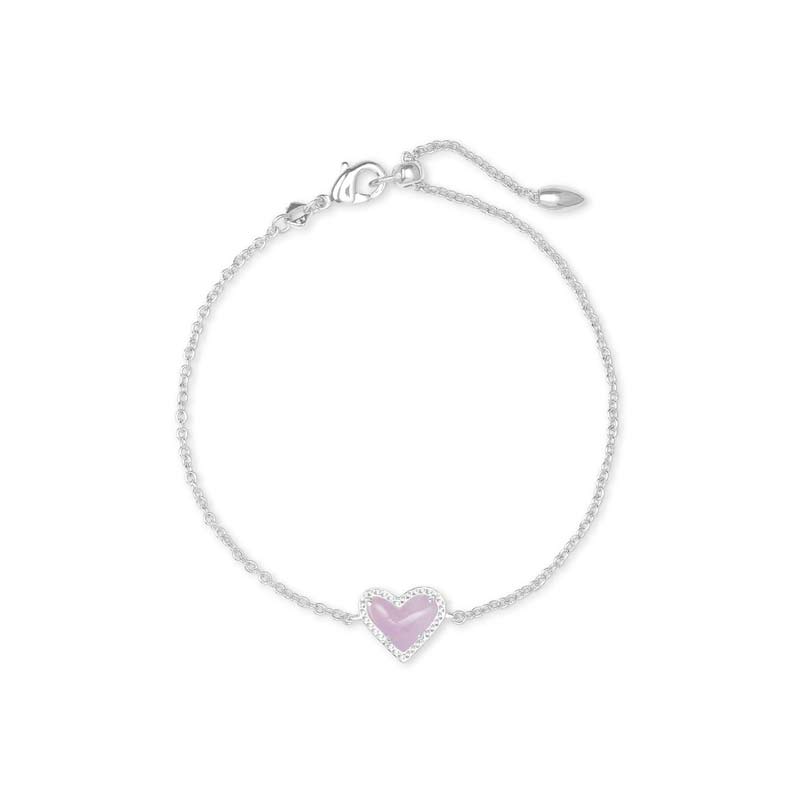 Kendra Scott Ari Heart Delicate Silver Tone Bracelet in Amethyst