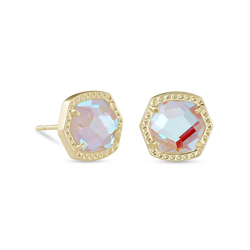 Kendra Scott Davie Gold Tone Stud Earrings in Dichroic Glass