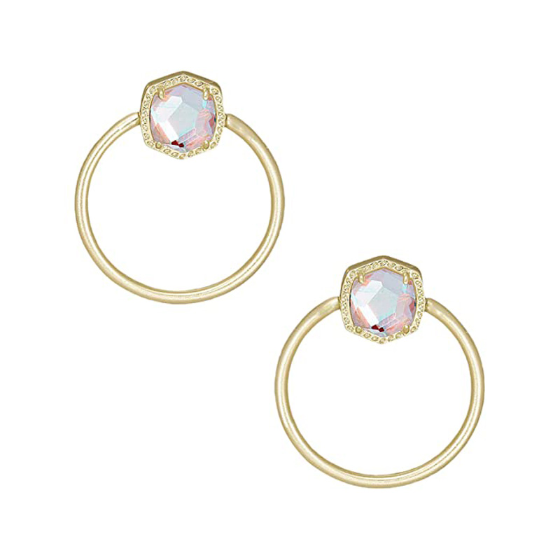 Kendra Scott Gold Tone Davie Open Frame Earrings in Dichroic Glass
