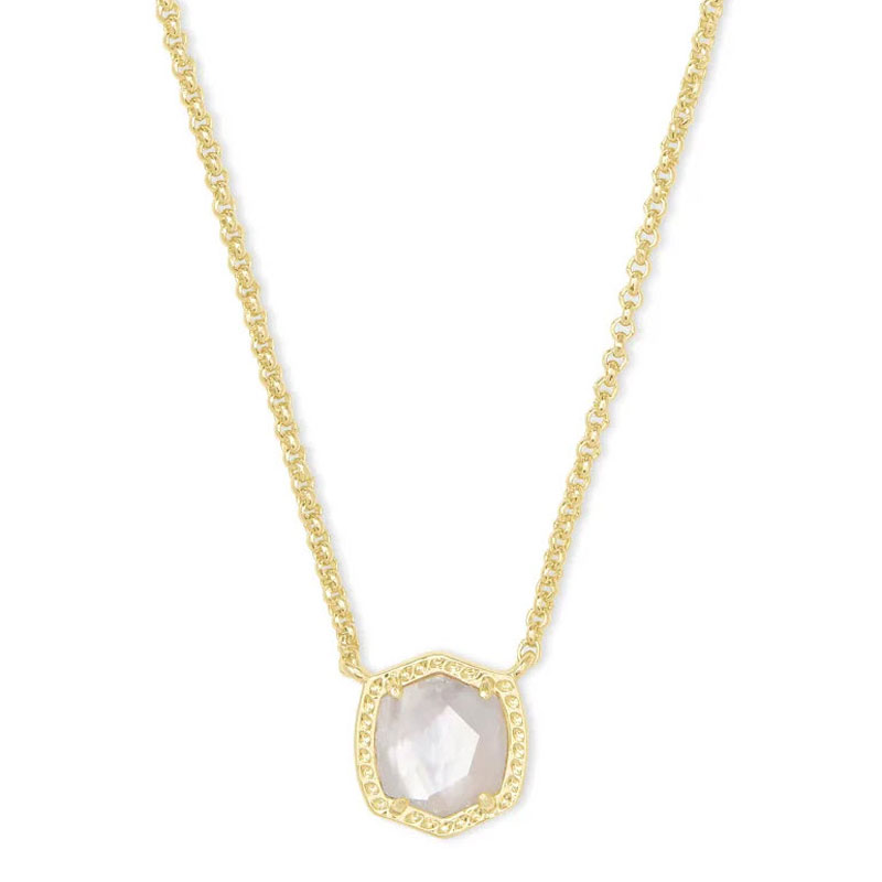 Kendra Scott Davie Gold Tone Pendant Necklace in Ivory Mother of Pearl