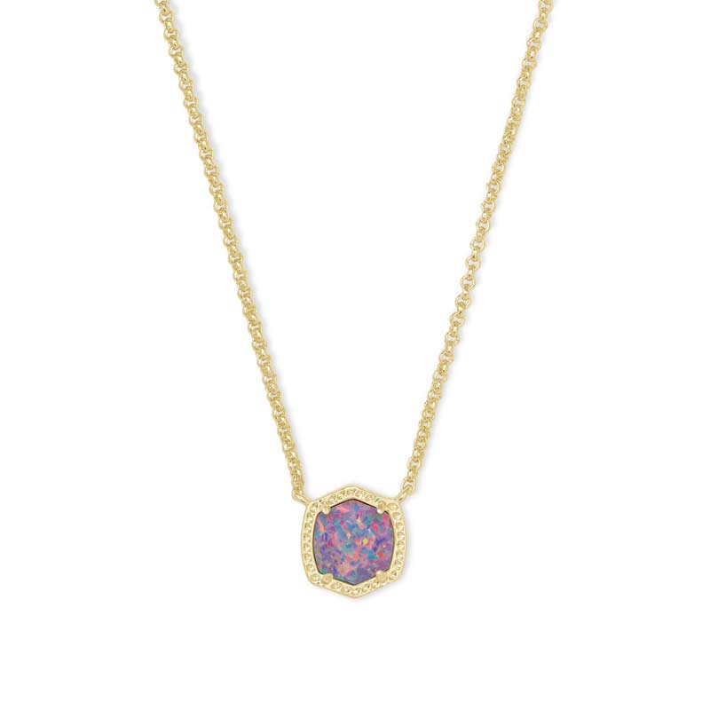 Kendra Scott Davie Gold Tone Pendant Necklace in Lavender Opal